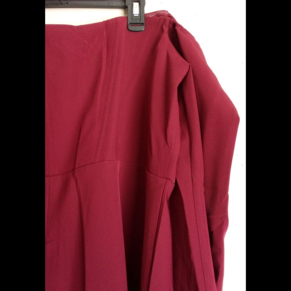 BNWT ASOS DESIGN CURVE EXCLUSIVE BARDOT CORSET DETAIL MIDI DRESS IN WINE - Picture 14 of 15